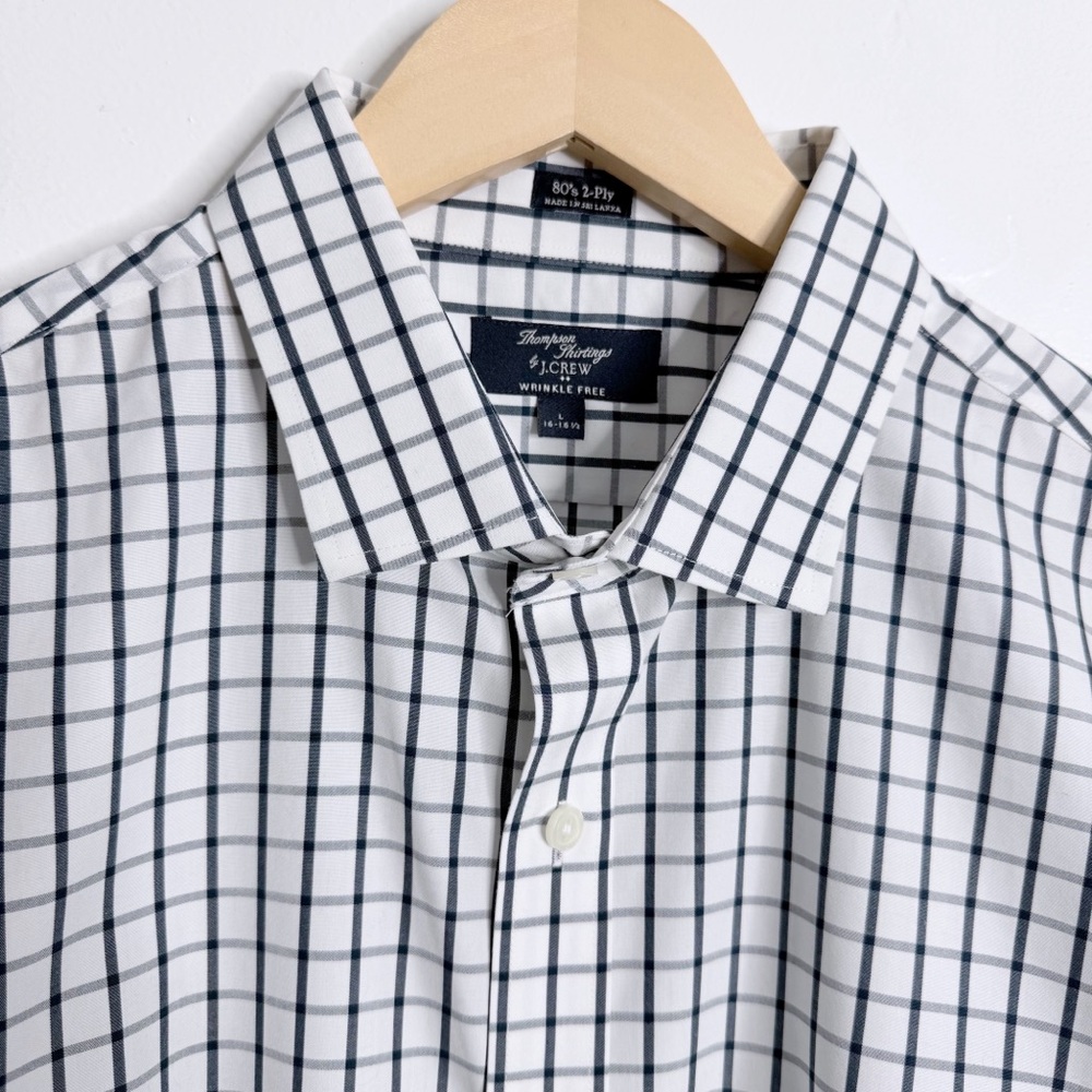J. Crew Men’s Large White Navy Plaid Long Sleeves‎ Button Front Shirt Preppy